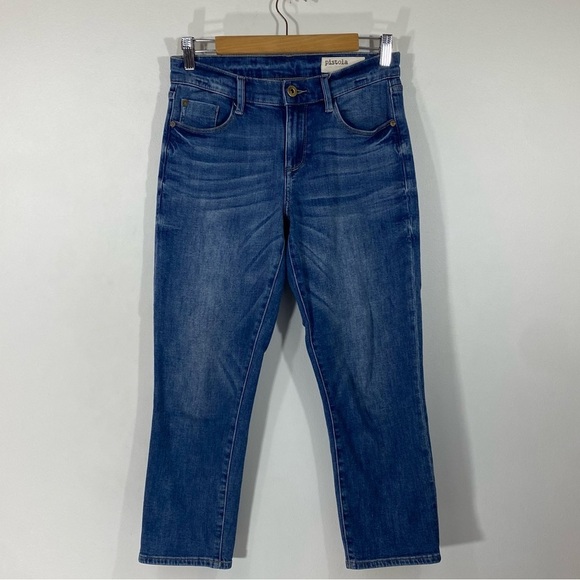 Pistola Denim Hi Rise Cropped Med Wash Jeans Size 27 - Picture 1 of 8